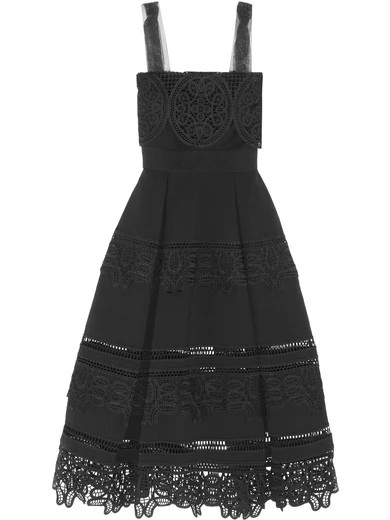 Midikleid aus Ponte mit Bahnen aus Guipure-Spitze | NET-A-PORTER (UK & EU)