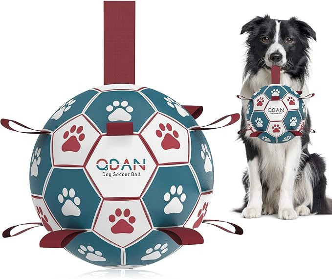 QDAN Dog Toys Soccer Ball with Straps, Interactive Toys for Tug of War, Puppy Birthday Toy, Dog W... | Amazon (US)