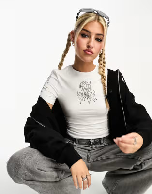 Weekday slim fit printed T-shirt in white | ASOS (Global)