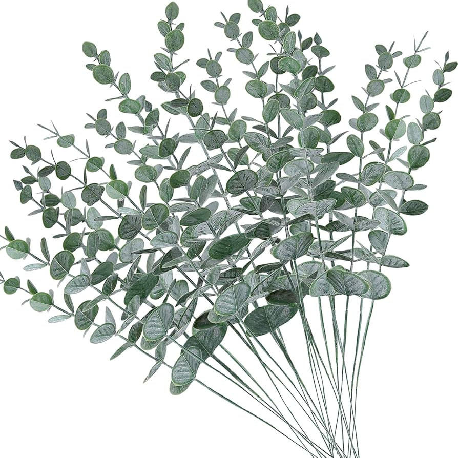 20pcs Faux Eucalyptus Stems Flowers Short Artificial Eucalyptus Greenery Stem Fake Eucuplutis Lea... | Amazon (US)