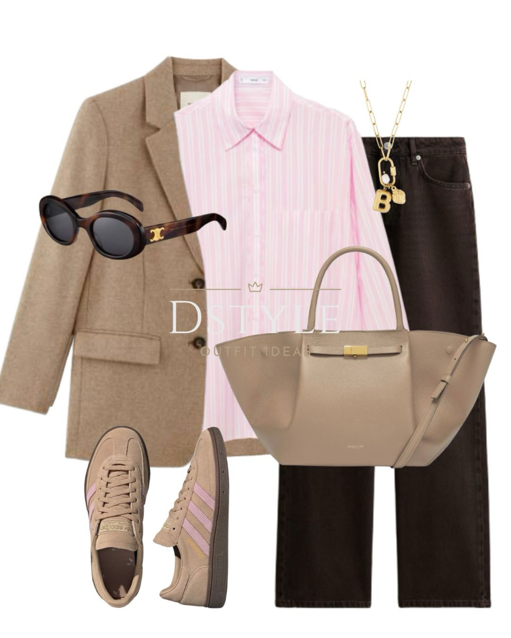 Beige twill oversized wool blazer, pink striped shirt, dark brown straight jeans, dark sand leather bag, Adidas Spezial sand/pink sneakers / trainers, Celine sunglasses, Demellier London 

 

#LTKWorkwear #LTKShoeCrush #LTKItBag