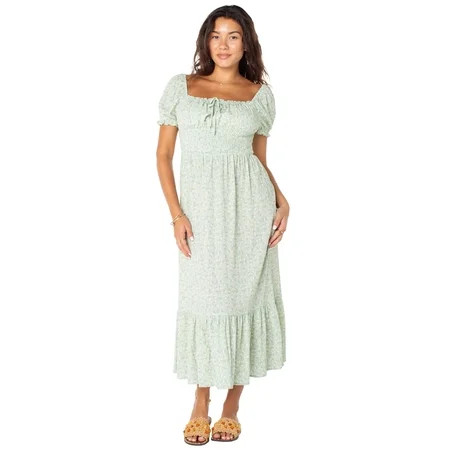 Celebrity Pink Women s and Women s Plus Puff Sleeve Smocked Midi Dress Sizes XS-XXXL | Walmart (US)