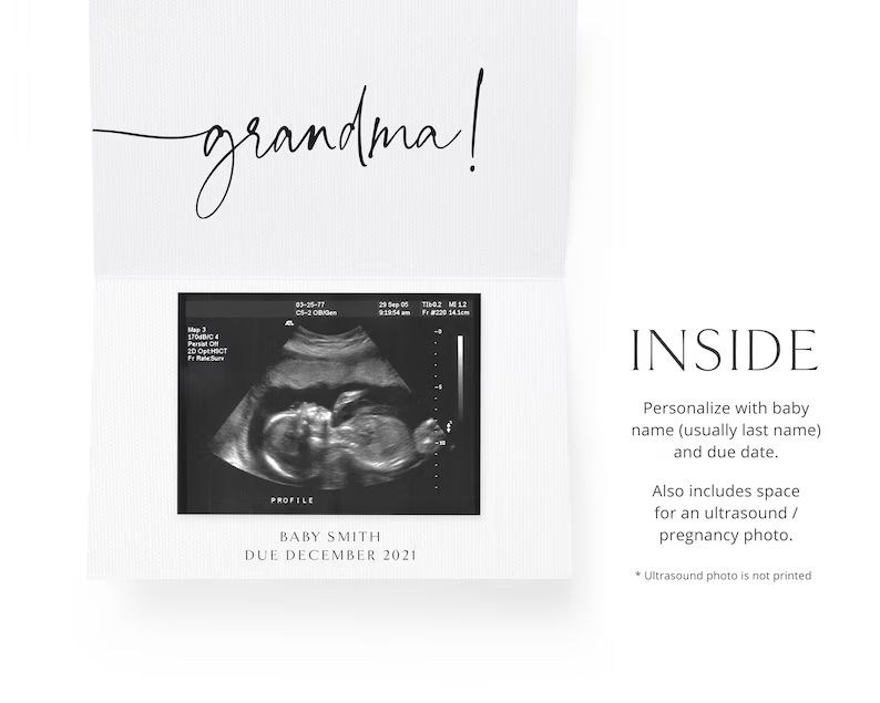 Pregnancy Announcement Card, Pregnancy Reveal Card, Personalized Card, Ultrasound Photo Card, We'... | Etsy (US)