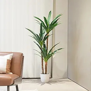 4.7Ft Faux Agave Plant - Artificial Tree with 3 Heads in Plastic Pot - Perfect for Indoor/Outdoor... | Amazon (US)