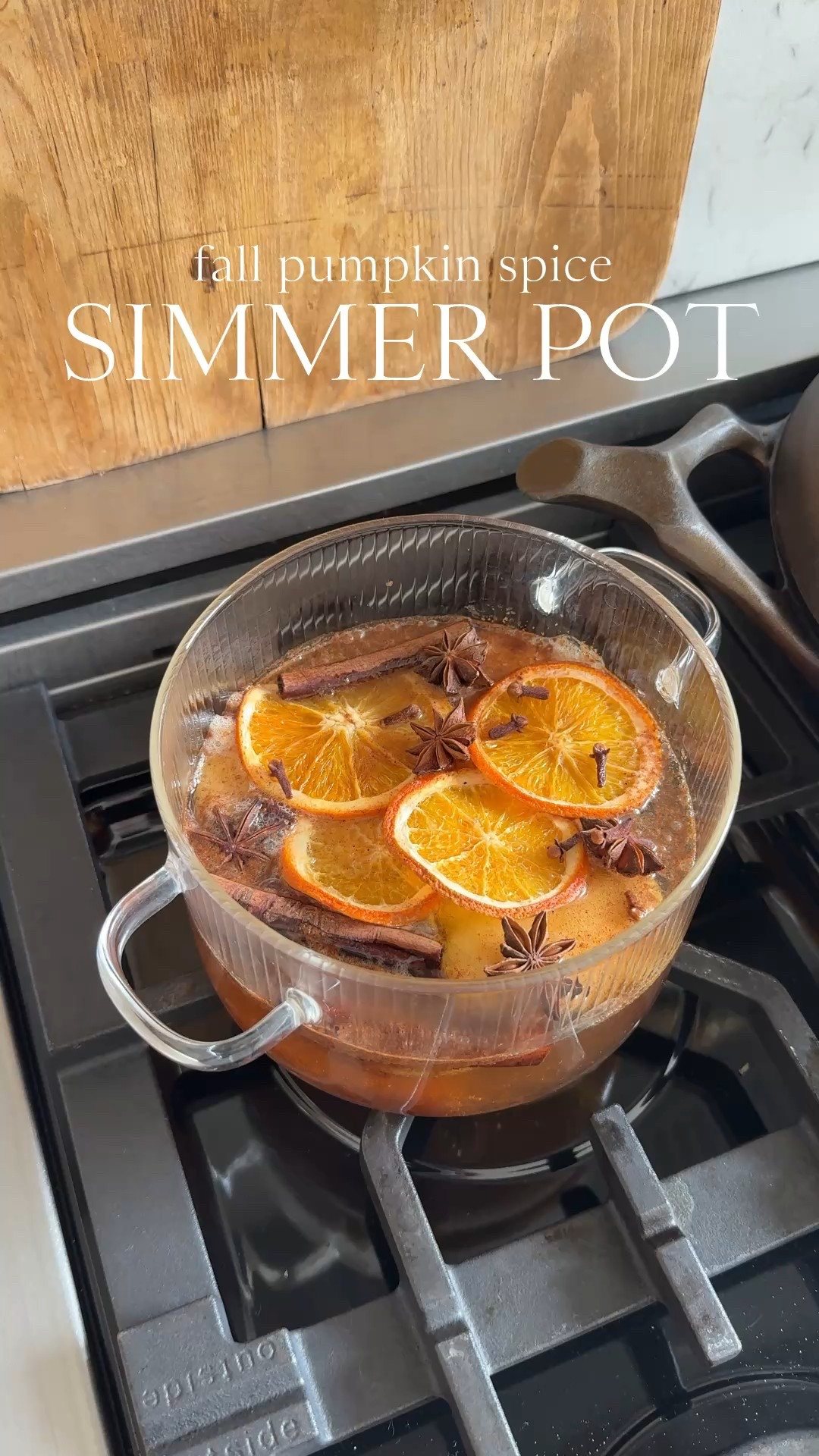 HOME \ pumpkin spice fall simmer pot🎃 This is my favorite non-toxic way to make my home smell festive! It’s so easy! Grab yourself a cute pot, fill it half way with water and add the following👇🏻
+ 2 teaspoons of pumpkin pie spice 
+ 5 apple slices
+ 4 dried orange slices (or fresh)
+ 3 cinnamon sticks
+ 5 star or anise
+ 1 teaspoon whole cloves 

Bring to a boil for 2 minutes and then turn it down to a low simmer. Let the yummy spiced scent fill your home!

Save this video and make it with me this Autumn!🍃🎃🤎 LINKS on my LTK shop including my $25 glass pot and spices!

#LTKSeasonal #LTKHome #LTKFindsUnder50