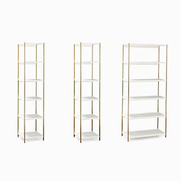 Zane Wide Bookshelf &amp; 2 Narrow Bookshelves Set - White | West Elm (US)