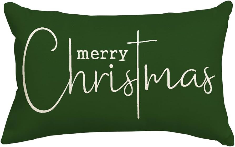 RABUSOFA Christmas Pillow Covers Merry Christmas Saying Decorations Winter Decorative Throw Pillo... | Amazon (US)