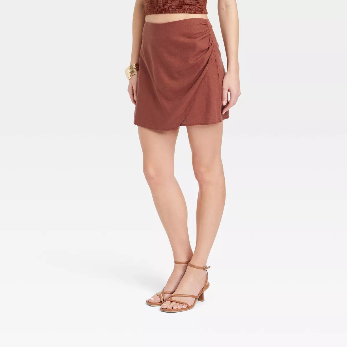 Women's Linen Mini Skort - A New Day™ Brown 2 | Target