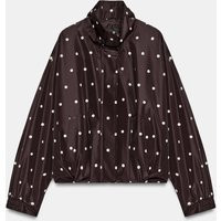 Zara - Polka Dot Bomber Jacket - Chocolate Brown - M - Woman | Zara US