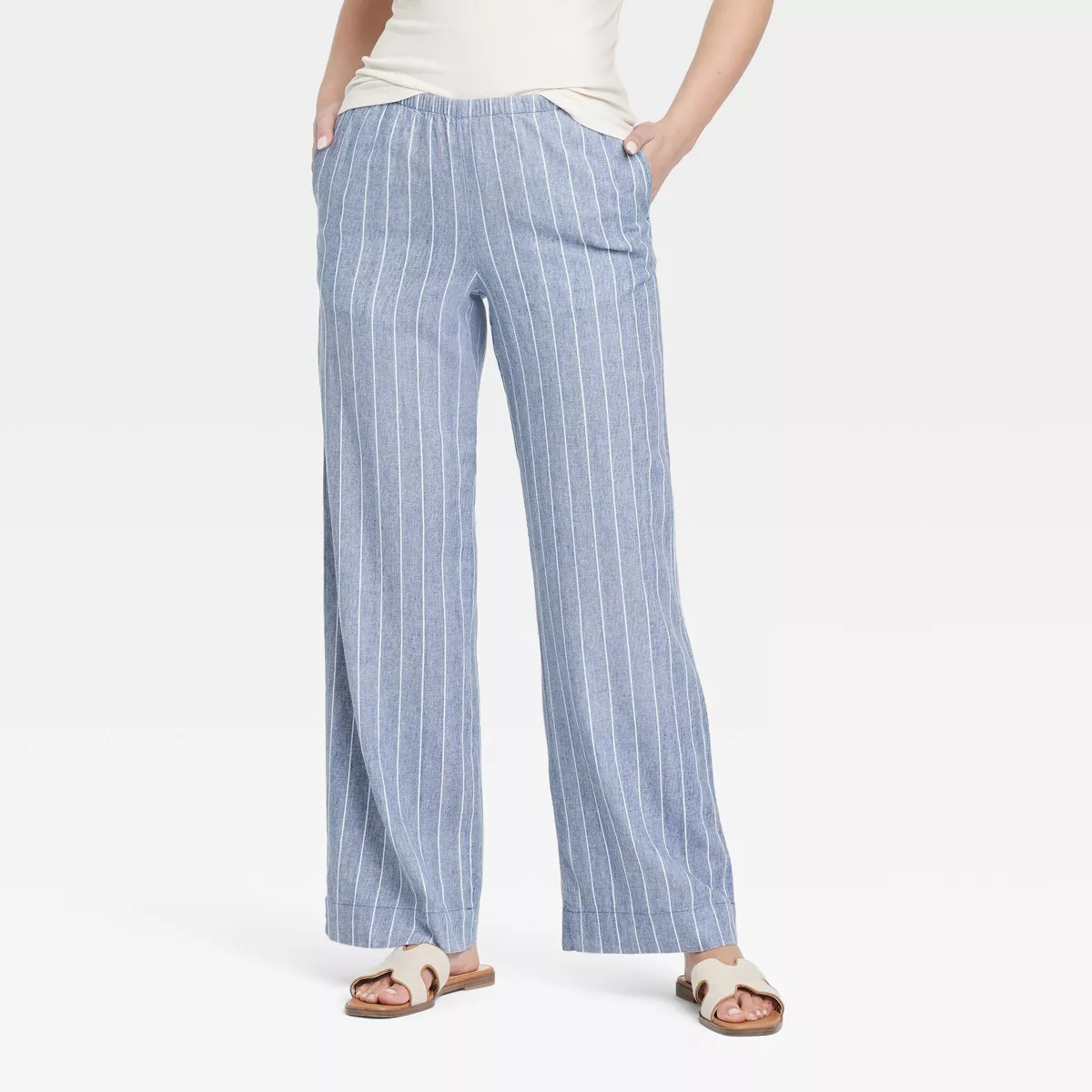 Women's Mid-Rise Wide Leg Linen Pull-On Pants - A New Day™ | Target