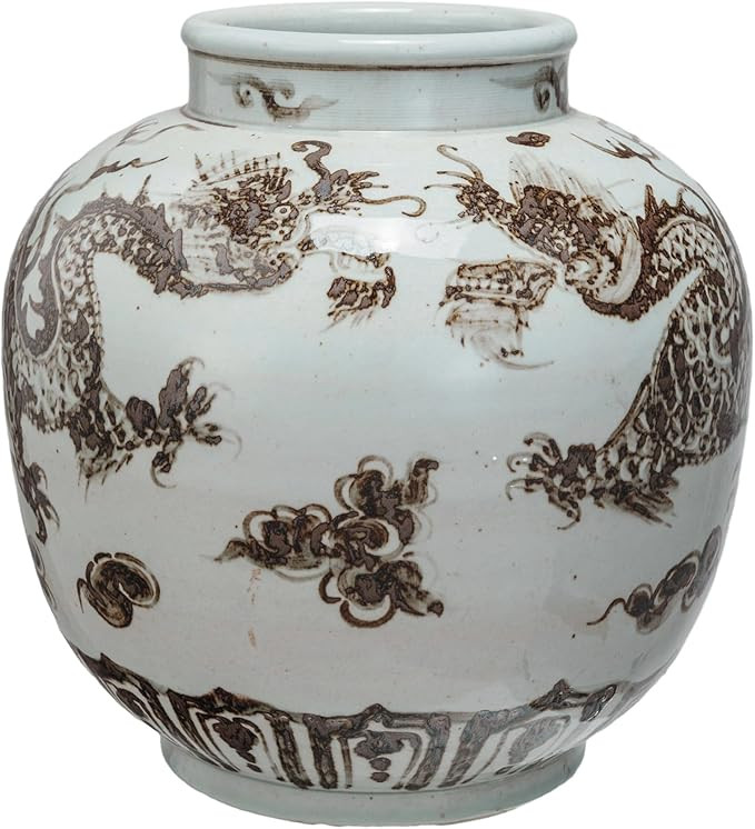 Creative Co-Op Imperial Dragon Hand-Painted Porcelain Vase, Brown | Amazon (US)