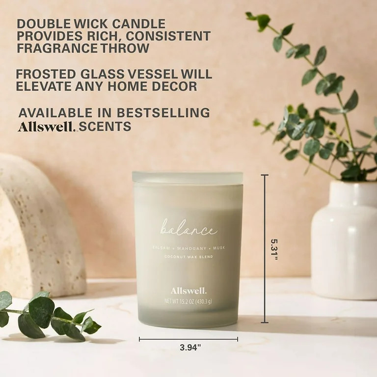 Allswell Balance (Balsam + Mahogany + Musk) Scented 2-Wick Spa Jar Candle 15oz. | Walmart (US)