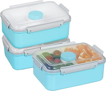 shopwithgreen 3 Pack Salad Food Storage Container to Go, 47-oz Bento Box with 3-Compartment, for ... | Amazon (US)