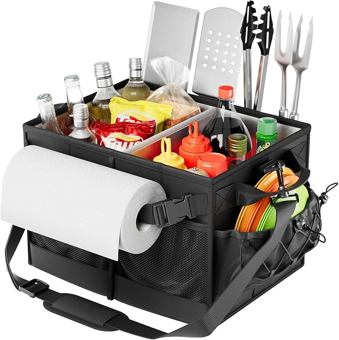 Lorbro Grill Caddy, BBQ Caddy with Paper Towel Holder, Utensil Caddy with Condiment Pocket, Colla... | Amazon (US)