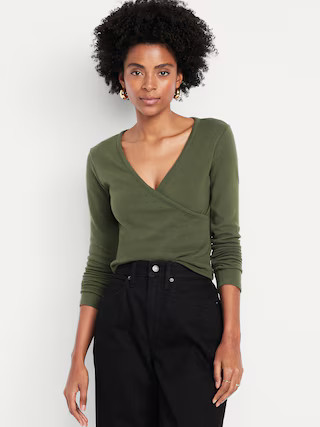 Long-Sleeve Wrap-Front Top | Old Navy (US)