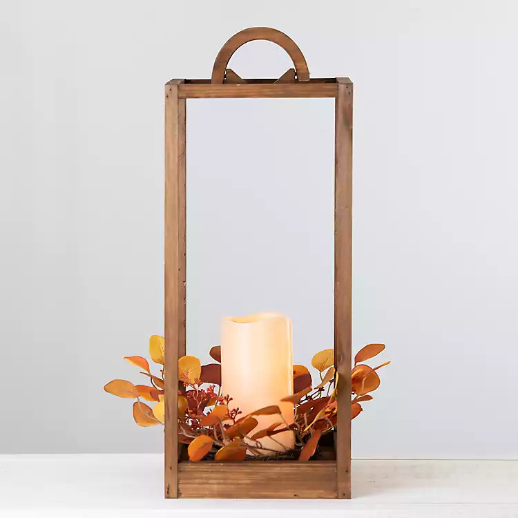 New! Orange Eucalyptus LED Lantern | Kirkland's Home