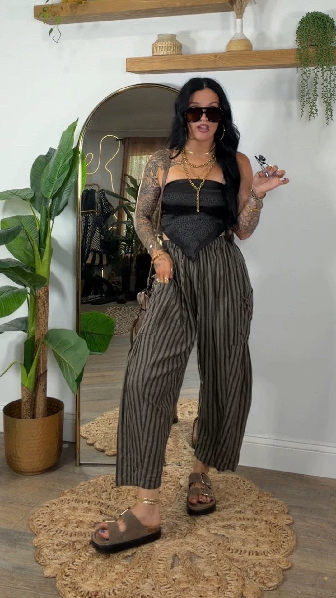 Top is from SHEIN. You can size down in the bottoms! I’m wearing a small and I’m 5’3 & 133.