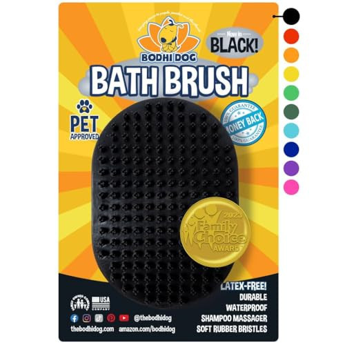 Bodhi Dog Shampoo Brush - Pet Grooming & Bath Supplies for Cats and Dog - Bath Brush for Long & Short Hair - Premium Scrubber for Shower, Bathing & Massage (One Pack, Black) | Amazon (US)