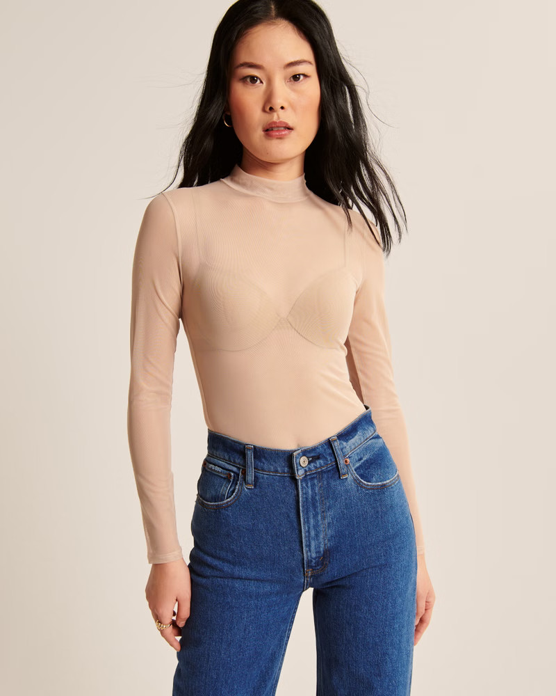 Women's Mesh Mockneck Top | Women's Clearance | Abercrombie.com | Abercrombie & Fitch (US)