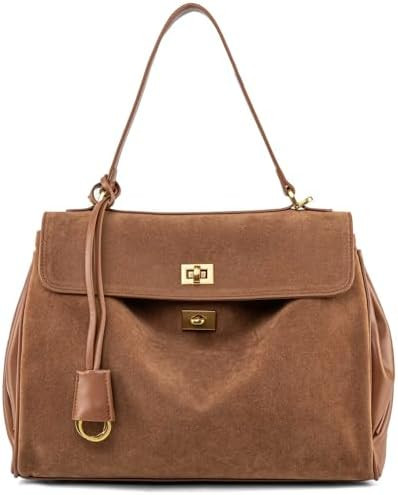 Suede & Leather Tote Bag for Women,Soft Leather Shoulder Handbags for Ladies,Satchel Purse for Tr... | Amazon (US)
