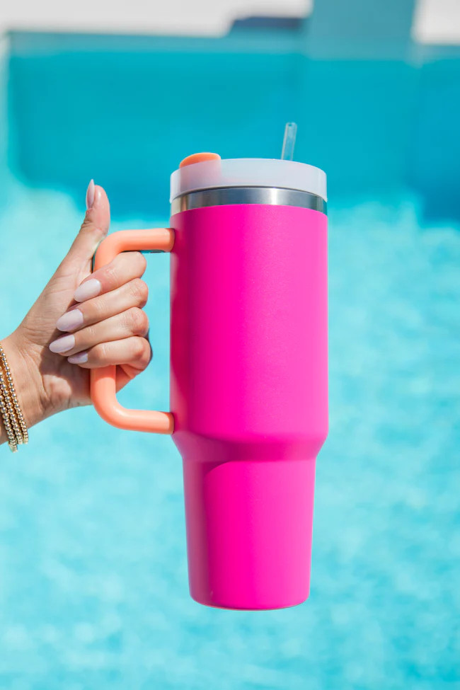 Sippin' Pretty Pink and Orange 40 oz Drink Tumbler With Lid And Straw | Pink Lily