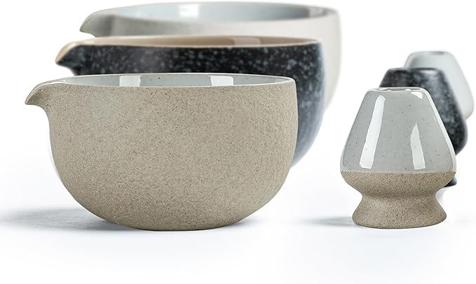 TEANAGOO 2 Pcs Matcha Bowl with Spout, Ceramic 18 OZ Matcha Bowl Set and Whisk Holder, Matcha Cha... | Amazon (US)