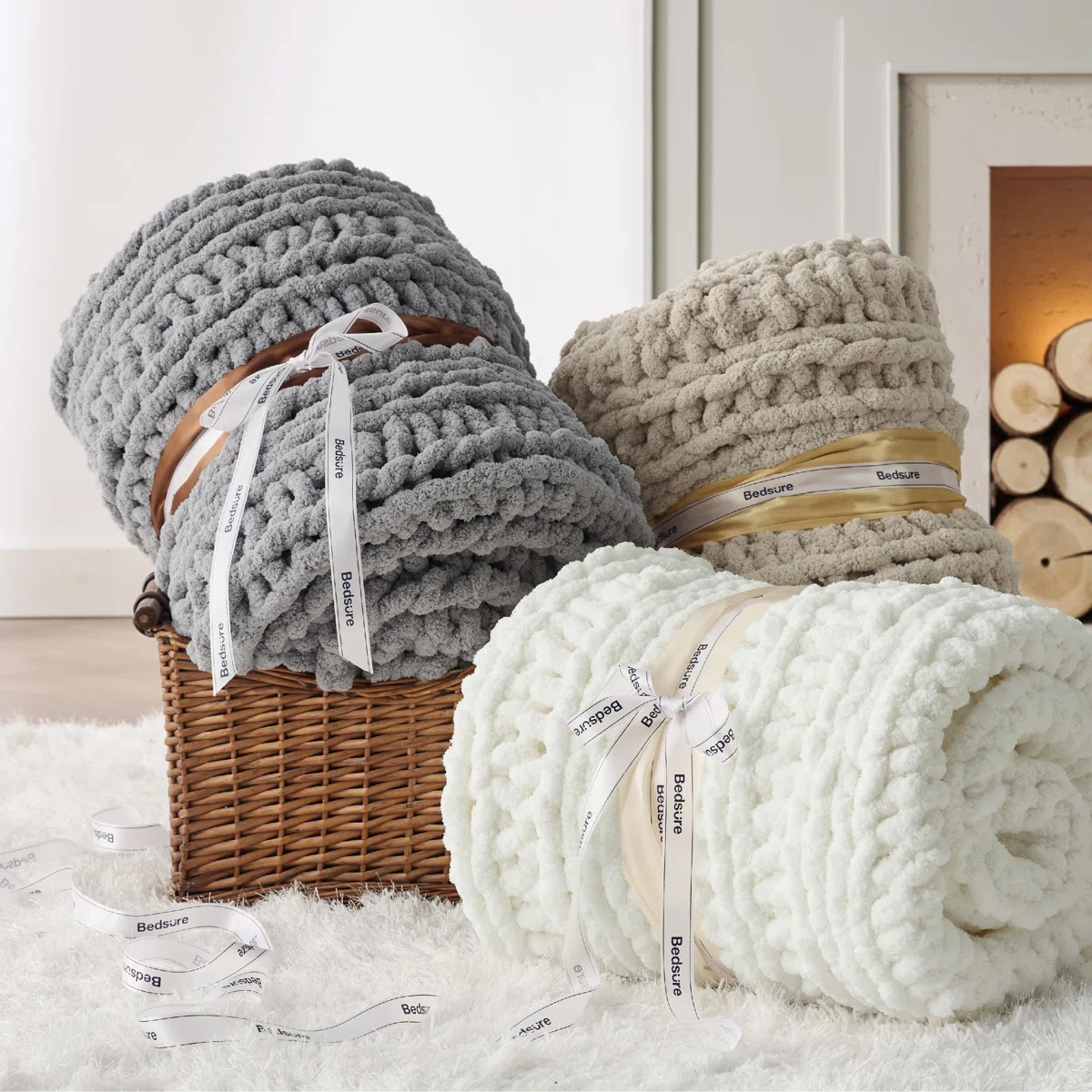 Essential Bedsure 100% Hand Knit Chenille Chunky Throw Blanket For Couch | Wayfair North America