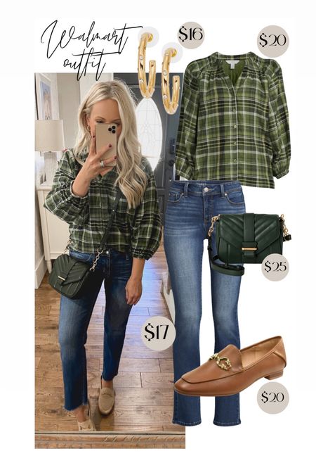 This whole Walmart look is under $100! Earrings, purse and everything else! Wearing a small in the top. Linking other jeans I love from Walmart because these look to be sold out. 

#LTKstyletip #LTKshoecrush #LTKunder100
