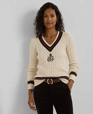 Lauren Ralph Lauren Women's Cable-Knit Cotton Cricket Sweater - Macy's | Macy's
