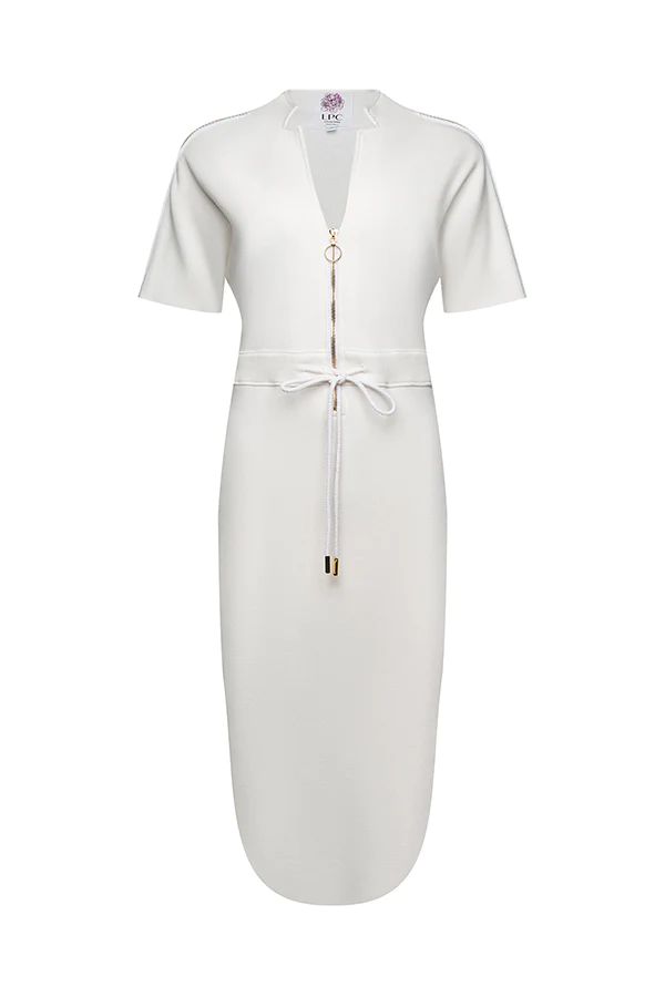 The Chelsea Stretch Terry Dress in White | La Peony Clothing