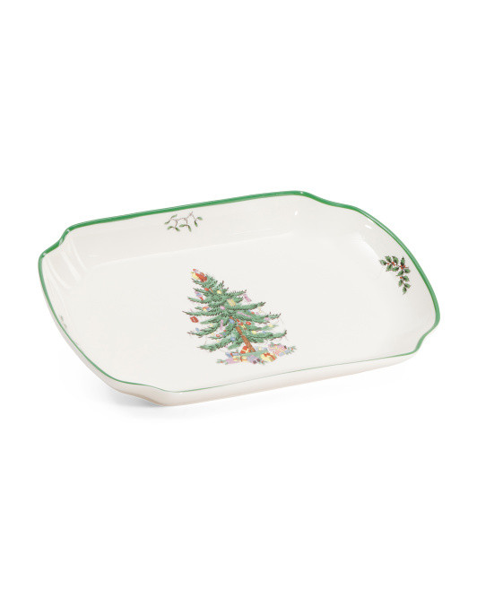 Rectangular Christmas Scalloped Tray | TJ Maxx