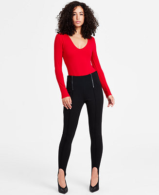 Bar III Women's Ponte Stirrup Front-Zip Leggings, Exclusively at Macy's - Macy's | Macy's