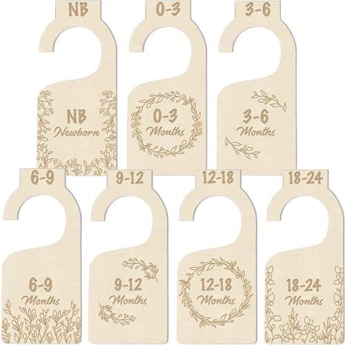 Baby Closet Size Dividers - 7x Premium Wood Nursery Closet Dividers for Baby Clothes - Botanical Euc | Amazon (US)