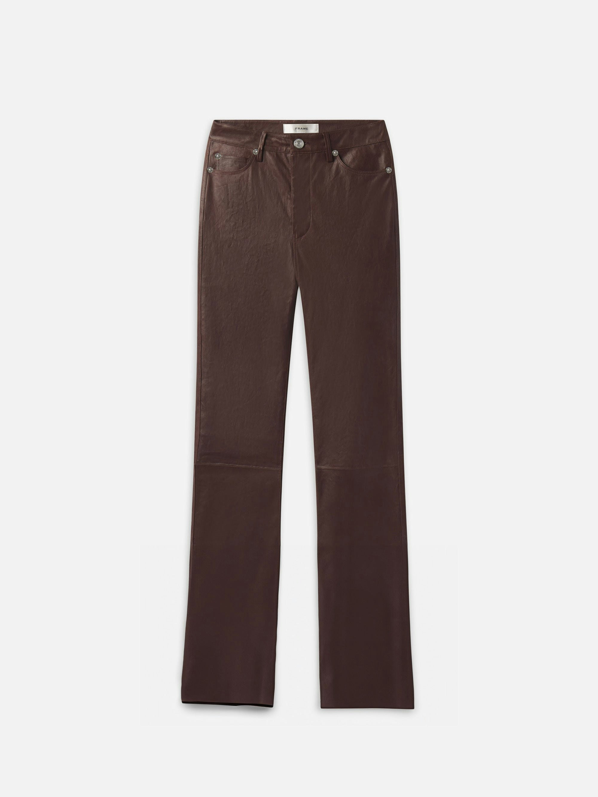 The Slim Stacked Leather Pant -- Espresso | Frame Denim