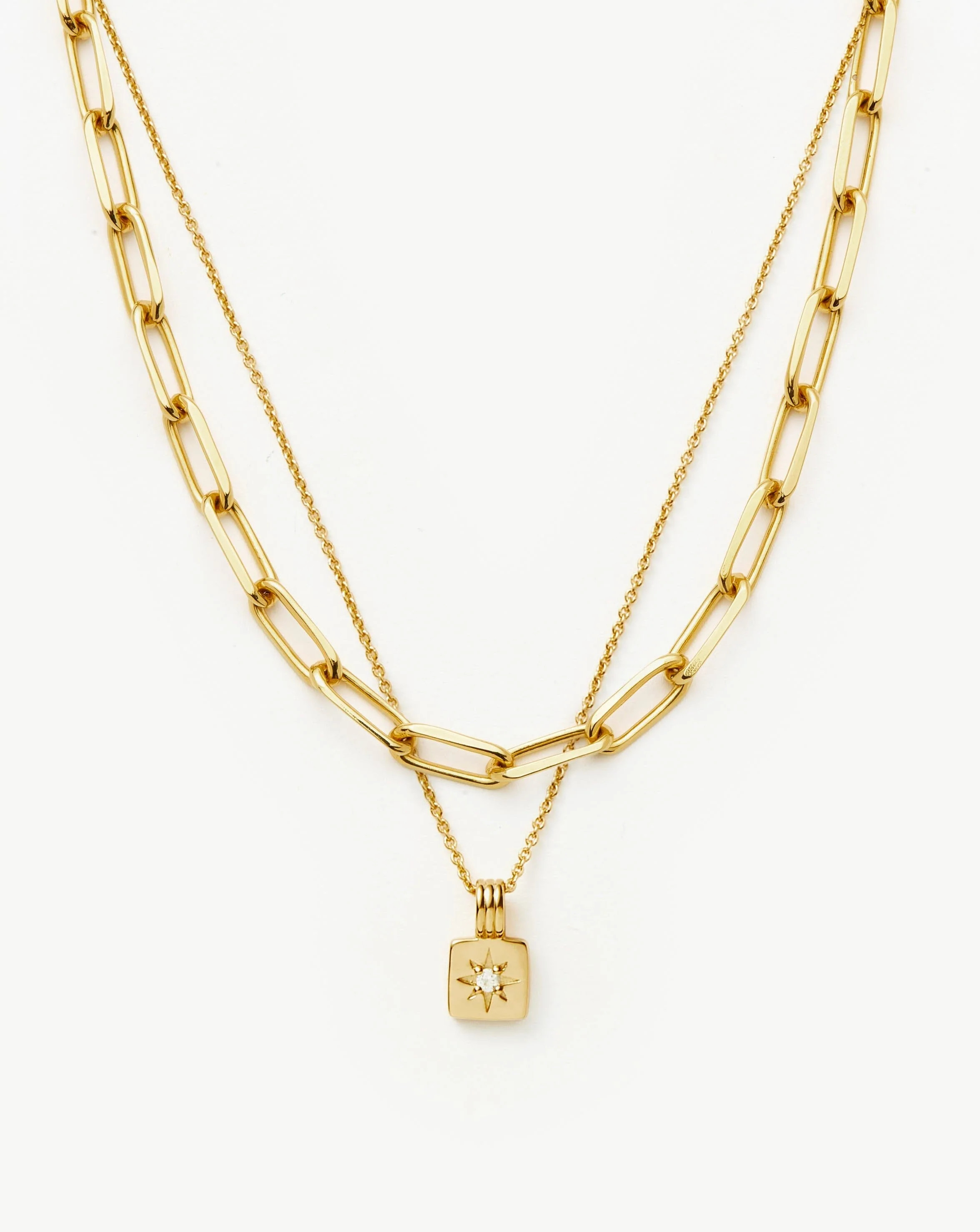 Star Ridge & Paperclip Chain Necklace Set | 18ct Gold Vermeil Cubic Zirconia Necklaces | Missoma US