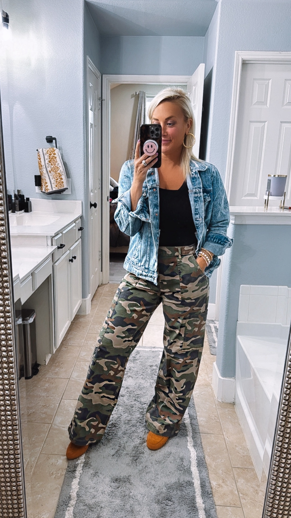 Walmart casual teacher outfit inspo 
Camo cargo pants - medium 