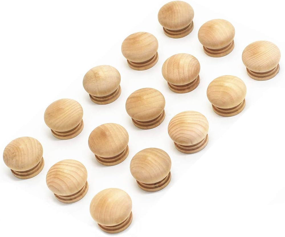 WEICHUAN 15PCS Round Wood Unfinished Cabinet Furniture Drawer Knobs Pulls Handles (Diameter: 1-1/... | Amazon (US)