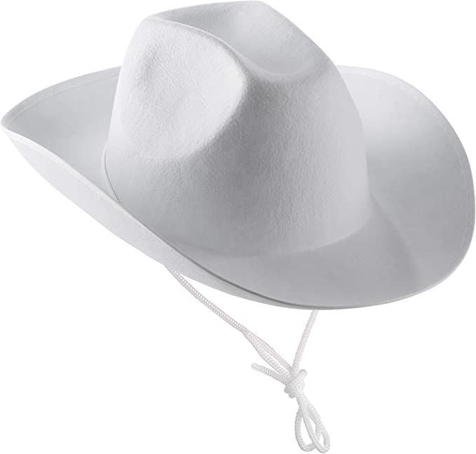 White Cowboy Hat - (Pack of 2) Felt Cowboy Hats for Women and Men with Adjustable Neck Draw Strin... | Amazon (US)