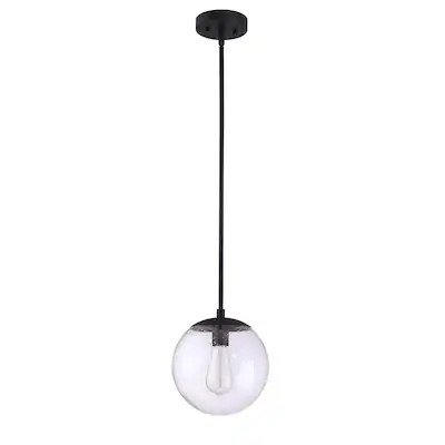 Design House  Gracelyn Matte Black Modern/Contemporary Seeded Glass Globe Pendant Light | Lowe's