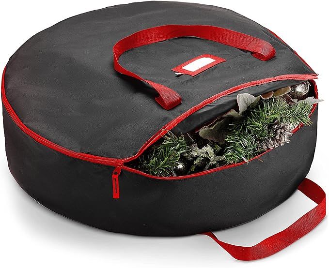 ZOBER Premium Christmas Wreath Storage Bag 36” - Dual-Zippered Storage Container & Durable Hand... | Amazon (US)