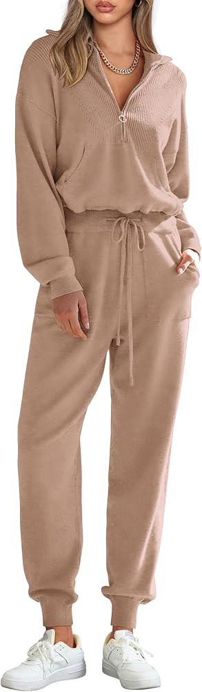 PRETTYGARDEN Women's 2 Piece Sweater Set Pullover Zip Up Sweatshirt Jogger Sweatpants Tracksuit C... | Amazon (CA)