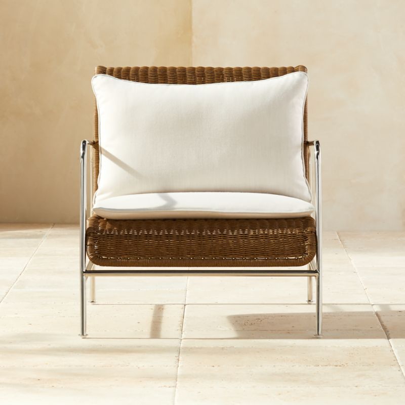 Corrina Faux Rattan Lounge Chair with Ivory Sunbrella Cushions + Reviews | CB2 | CB2