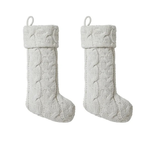 My Texas House Monte Grey Cable Knit Christmas Stockings, 20" x 10" (2 Count) | Walmart (US)