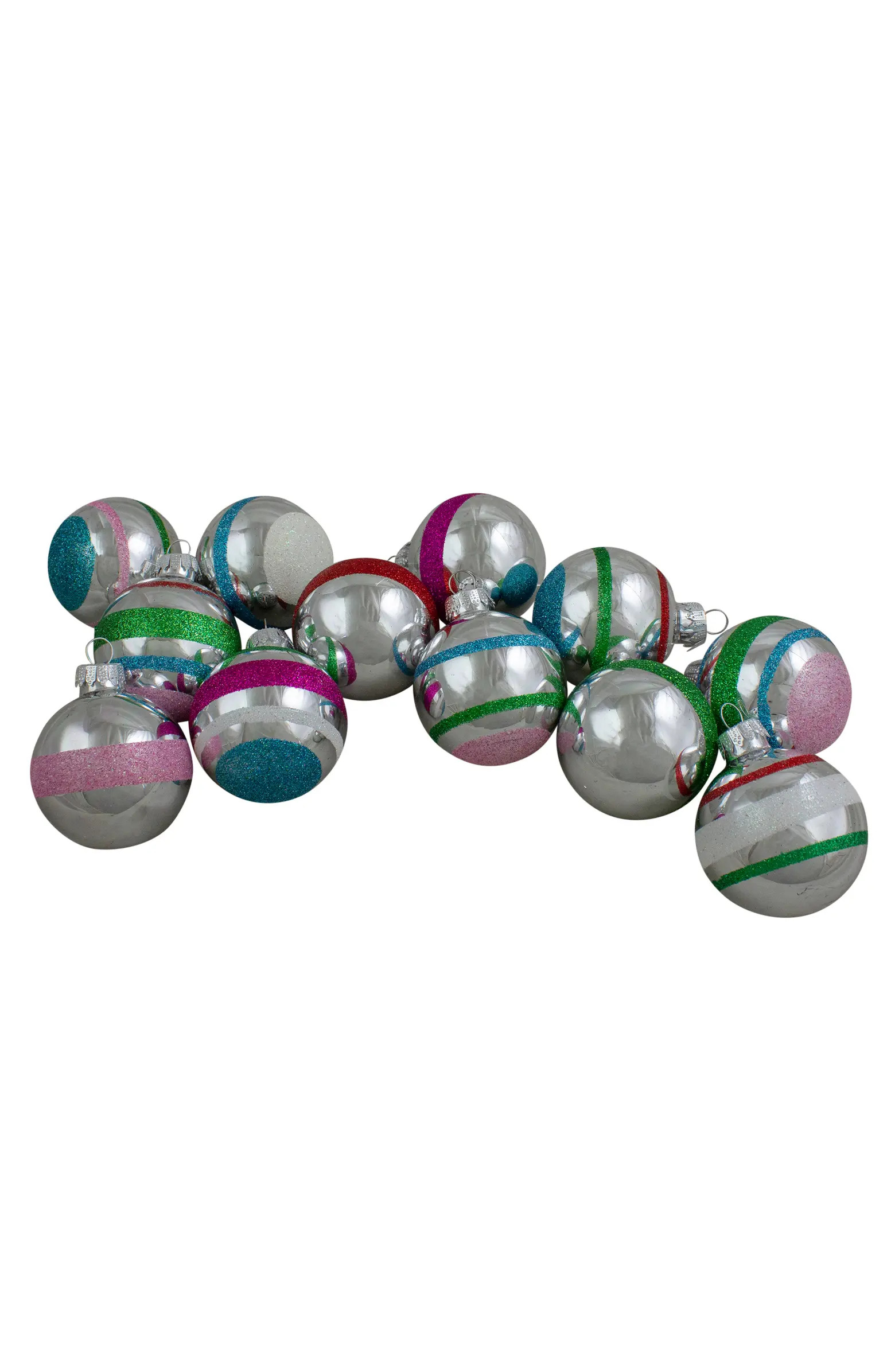 Northlight 12ct Silver and Pink 2-Finish Glass Christmas Ball Ornaments 2.25" | Nordstrom | Nordstrom