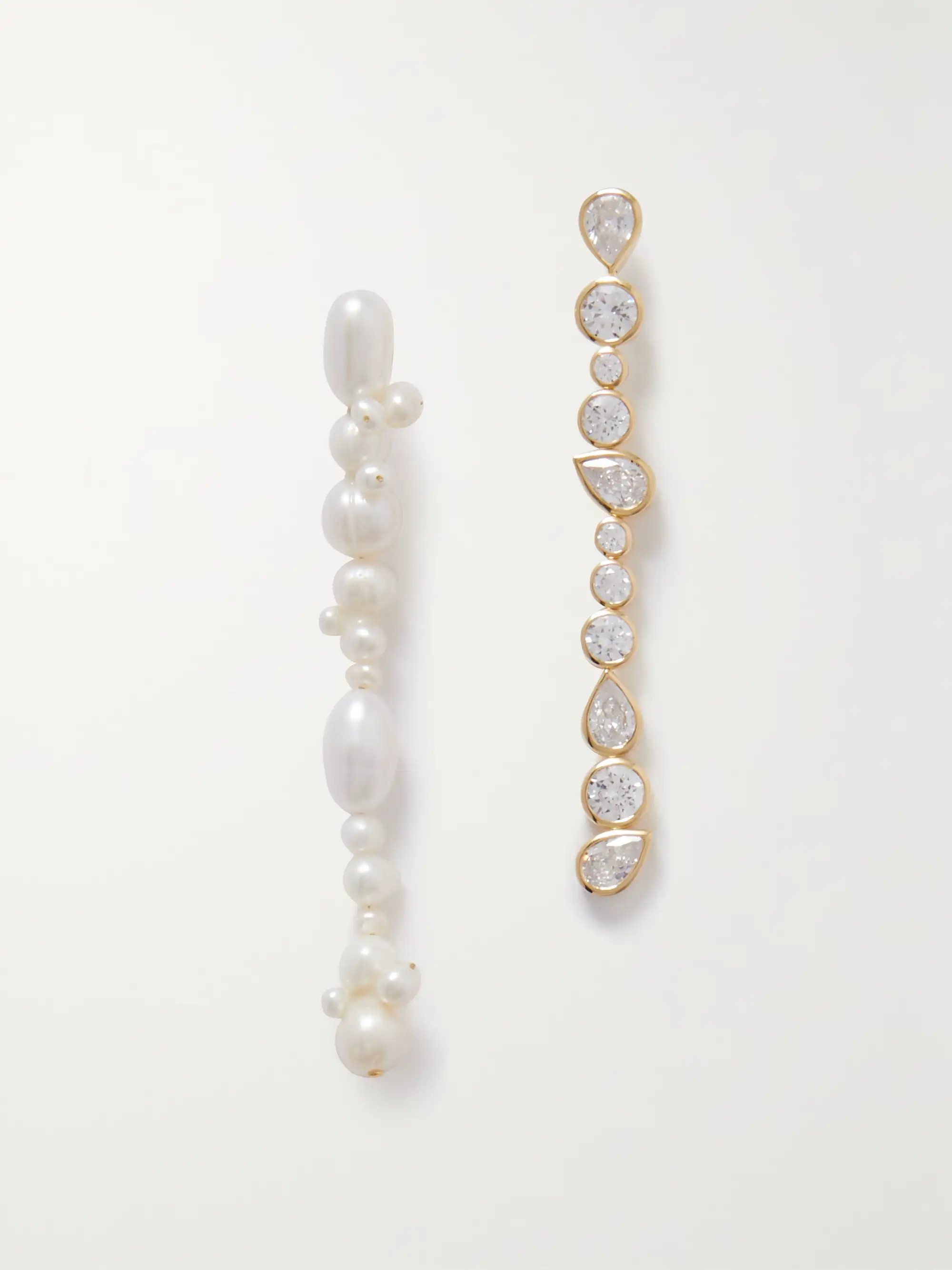 Gold-plated, pearl and zirconia earrings | NET-A-PORTER (US)