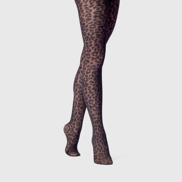 Women's Leopard Sheer Tights - A New Day™ Black | Target