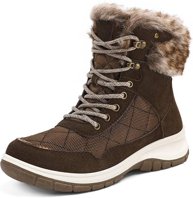 mysoft Women's Snow Boots Waterproof Insulated Warm Lace-Up Winter Booties for Outdoor | Amazon (US)