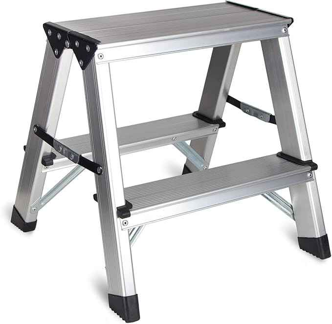 Two Step Ladder - Folding Small 2 Step Stool 330lbs with Non-Slip Feets, Aluminum Lightweight Met... | Amazon (US)