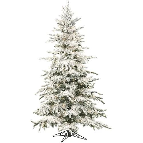 Fraser Hill Farm 7.5-Foot Pre-Lit Mountain Pine Snow Flocked Christmas Tree, Multi-Color LED Ligh... | Walmart (US)