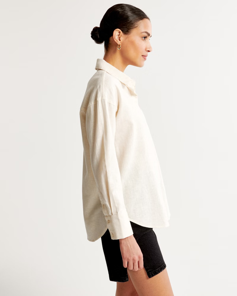 Oversized Linen-Blend Shirt | Abercrombie & Fitch (US)